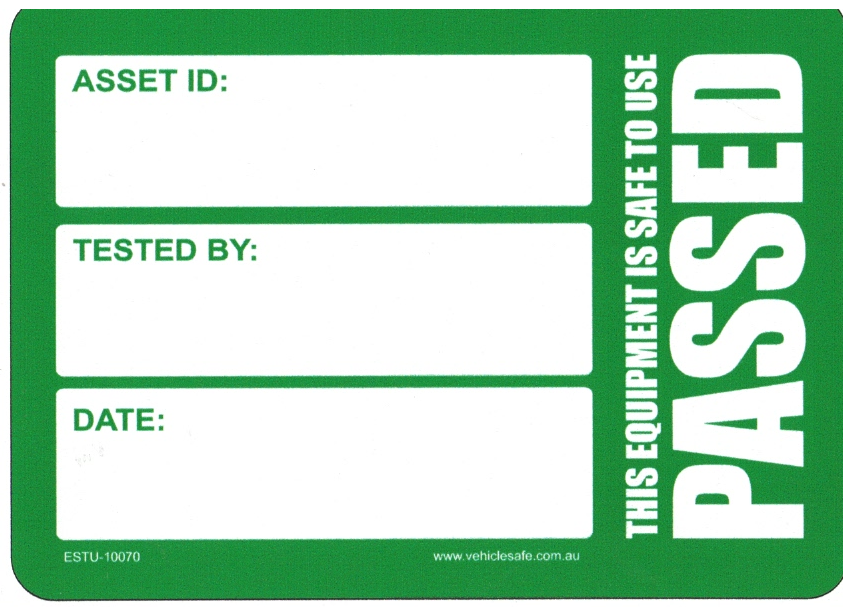 This Equipment is Safe to Use - 100mm x 70mm – Vehicle Safe