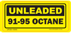 Unleaded 91-95 Octane - 100 x 40mm - Vehicle Safe