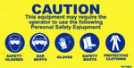 Caution This Equipment Requires Safety Equipment Decal - 105mm x 55mm