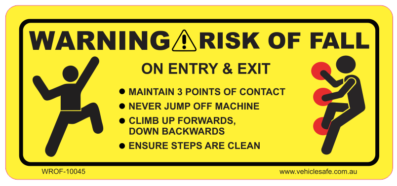 Warning Risk Of Fall Decal- 100mm x 45mm – Vehicle Safe