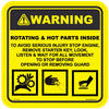 Warning Rotating & Hot Parts Inside - 145mm x 145mm
