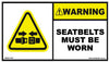 Warning Seatbelts Must Be Worn - 70mm x 40mm - Vehicle Safe