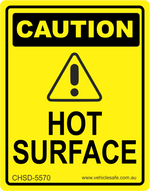Caution Hot Surfaces Decal - 55mm x 70mm