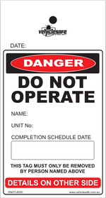 Danger Do Not Operate Tag 20 Pack - 500mm x 80mm