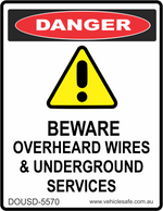 Overhead Wires and Underground Services Decal - 55mm x 70mm