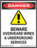 Overhead Wires and Underground Services Decal - Vehicle Safe