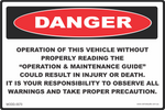 Danger Operation and Maintenance Guide Decal - 150 x 100mm