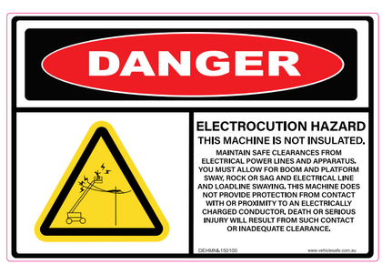Danger Electrocution Hazard - 150 x 100mm - Vehicle Safe