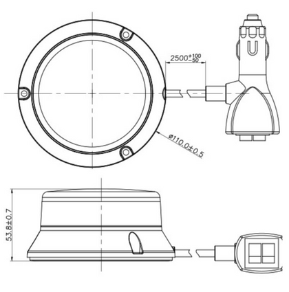 10-30V Amber LED Magnetic Beacon Class 1 Low Profile Beacons - Vehicle Safe