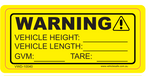 Warning Vehicle Decal - 100mm x 40mm